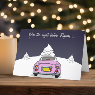 Festiva Tarjeta de vacaciones para Navidades de coches de