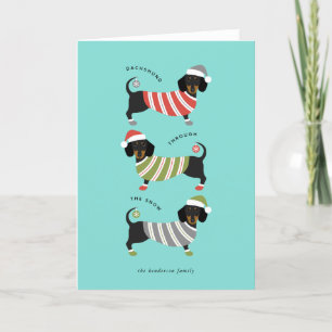 Festiva Tarjeta de vacaciones para Navidades de Dachshund