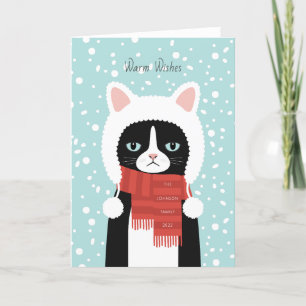 Festiva Tarjeta de vacaciones para Navidades de gato