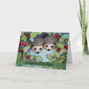 Festiva Tarjeta de vacaciones para Navidades de Hedgehog