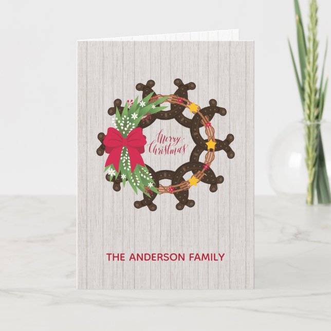 Festiva Tarjeta de vacaciones para Navidades de herradura (Anverso)
