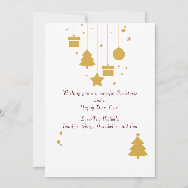 Festiva Tarjeta de vacaciones para Navidades de ornamentos (Anverso)