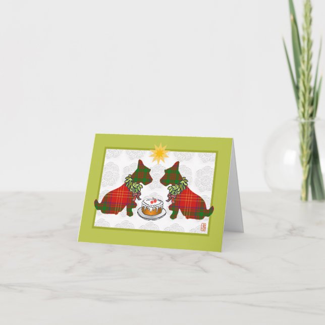 Festiva Tarjeta de vacaciones para Navidades de perros esc (Anverso)