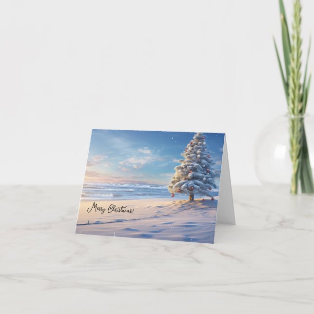 Festiva Tarjeta de vacaciones para Navidades de playa (Anverso)