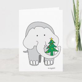 Festiva Tarjeta de vacaciones para Navidades de un elefant