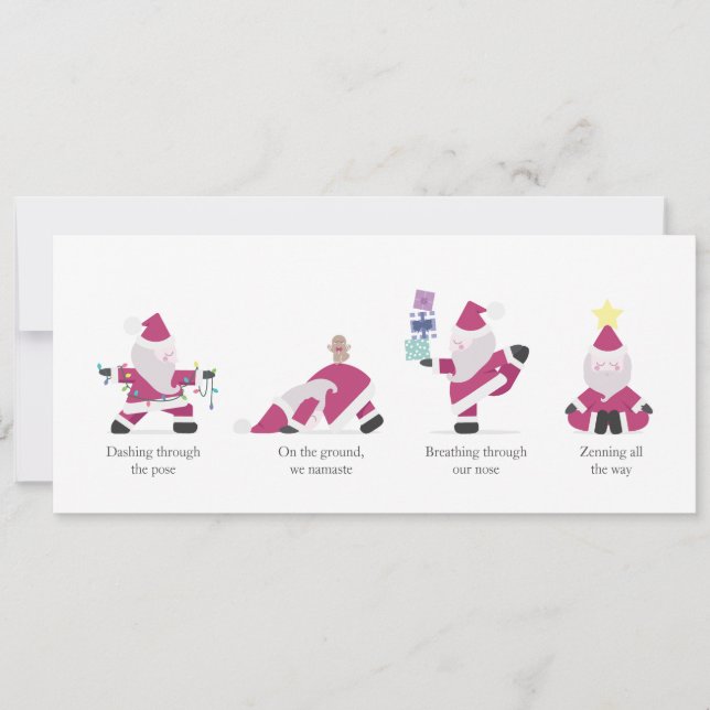 Festiva Tarjeta de vacaciones para Navidades de yoga de Yo (Anverso)