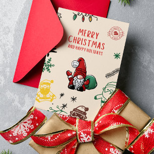 Festiva Tarjeta de vacaciones para Navidades dibujados a m
