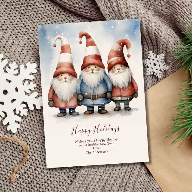 Festiva Tarjeta de vacaciones para Navidades Gnomes Person (Gnomes Christmas Holiday Card. Digital or Printed)