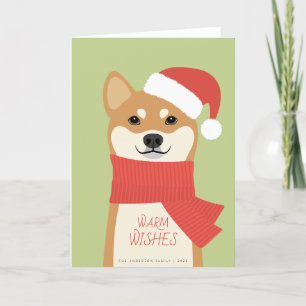 Festiva Tarjeta de vacaciones para Navidades Inu de Shiba