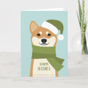 Festiva Tarjeta de vacaciones para Navidades Inu de Shiba