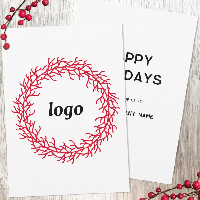 Festiva Tarjeta de vacaciones para uso profesional del log (Logo wreath business promotional holiday card)