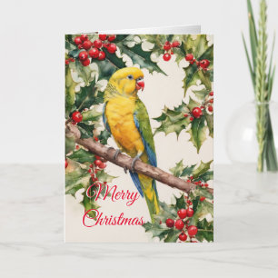 Festiva tarjeta de vacaciones parrakeet de navidades