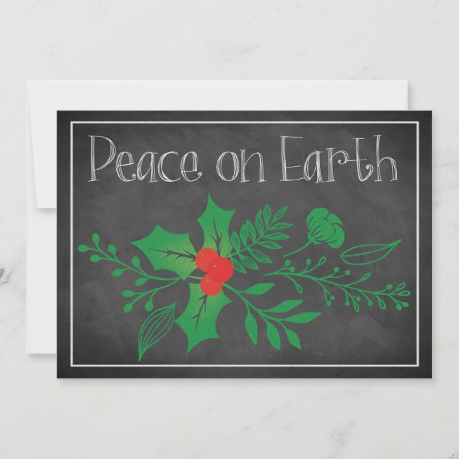 Festiva Tarjeta de vacaciones Peace on Earth | Faux Chalkb (Anverso)