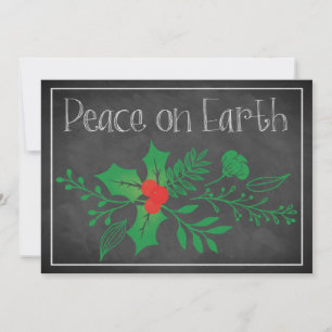 Festiva Tarjeta de vacaciones Peace on Earth Faux Chalkb