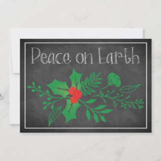 Festiva Tarjeta de vacaciones Peace on Earth | Faux Chalkb