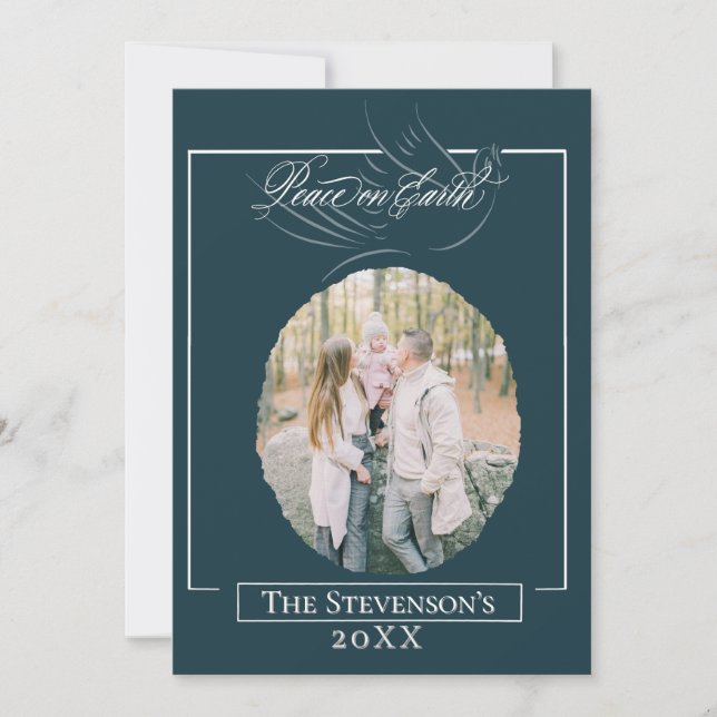 Festiva Tarjeta de vacaciones Peace On Earth Script (Anverso)