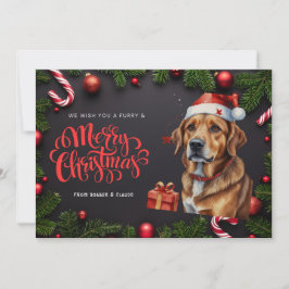 Festiva Tarjeta de vacaciones Perro lindo navidades
