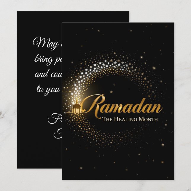 Festiva Tarjeta de vacaciones personalizada Ramadan Mubara (Anverso / Reverso)