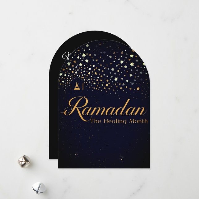 Festiva Tarjeta de vacaciones personalizada Ramadan Mubara (Anverso/Reverso In Situ)
