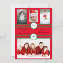Tarjeta de vacaciones personalizada roja 4 fotos