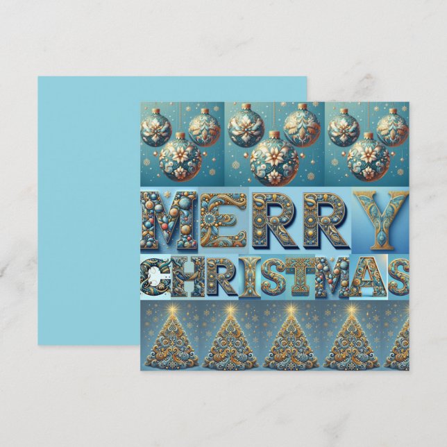 Festiva tarjeta de vacaciones plana (Anverso / Reverso)