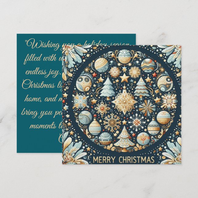 Festiva tarjeta de vacaciones plana (Anverso / Reverso)