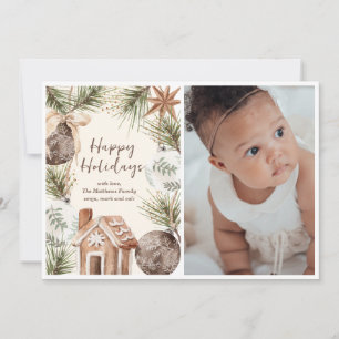Festiva Tarjeta de vacaciones plana Boho Ornament Surround