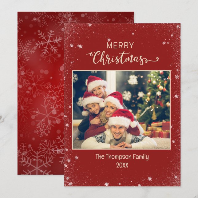 Festiva Tarjeta de vacaciones plana con copo de nieve de l (Anverso / Reverso)