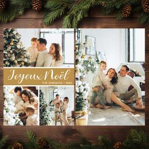 Festiva Tarjeta de vacaciones plana con fotos Joyeux Noel 