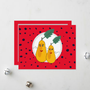 Festiva Tarjeta de vacaciones plana con frutas divertidas