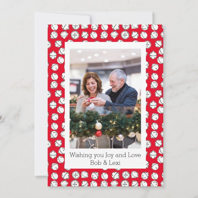 Festiva Tarjeta de vacaciones plana con jingle Bells de va (Anverso)