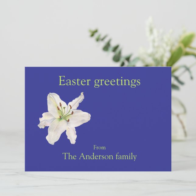 Festiva Tarjeta de vacaciones plana con saludos de Pascua  (Anverso de pie)