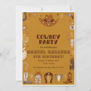 Festiva Tarjeta de vacaciones plana CowBoy