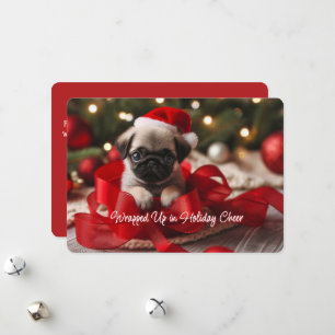Festiva Tarjeta de vacaciones plana de adorable cachorro p
