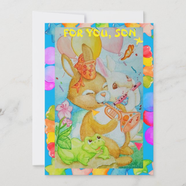 Festiva Tarjeta de vacaciones plana de cumpleaños de un hi (Anverso)