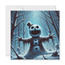 Tarjeta de vacaciones plana de Jack Frost Snowman 