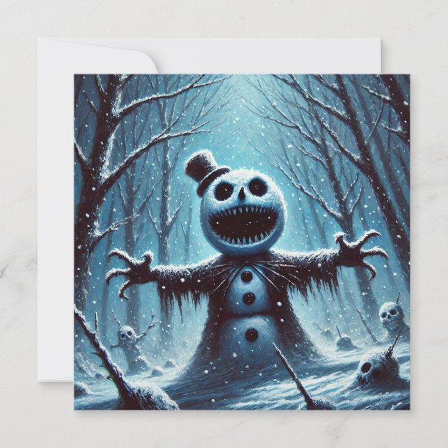 Festiva Tarjeta de vacaciones plana de Jack Frost Snowman  (Anverso)
