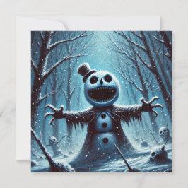 Festiva Tarjeta de vacaciones plana de Jack Frost Snowman