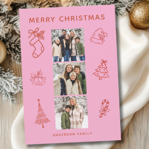 Festiva Tarjeta de vacaciones plana de Navidades con grill