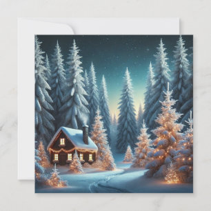 Festiva Tarjeta de vacaciones plana de Navidades forestale