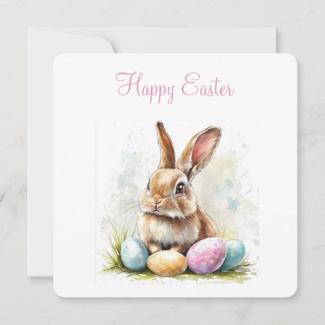 Festiva Tarjeta de vacaciones plana de Pascua (Anverso)