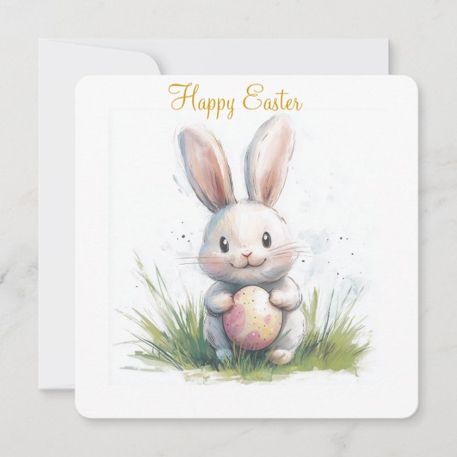 Festiva Tarjeta de vacaciones plana de Pascua feliz (Anverso)