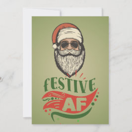 Festiva Tarjeta de vacaciones plana de Santa retro genial 