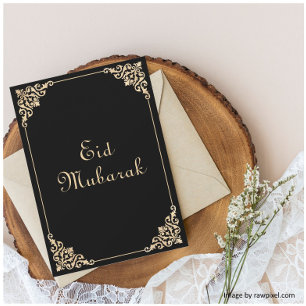 Festiva Tarjeta de vacaciones plana elegante Eid Mubarak n