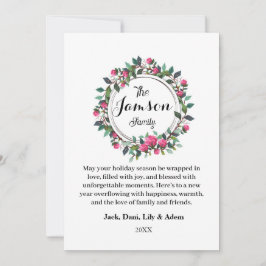 Festiva Tarjeta de vacaciones plana Floral Wreath Family