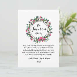 Festiva Tarjeta de vacaciones plana Floral Wreath Family