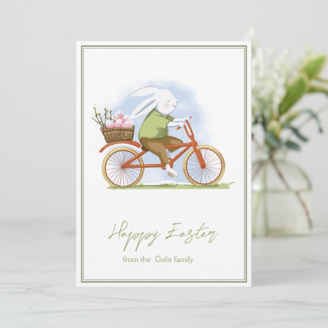 Festiva Tarjeta de vacaciones plana "Happy Easter" . (Anverso de pie)