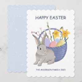 Festiva Tarjeta de vacaciones plana Happy Easter Rabbit