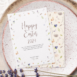 Festiva Tarjeta de vacaciones plana Happy Easter Watercolo