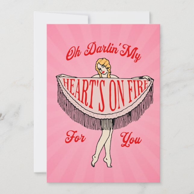 Festiva Tarjeta de vacaciones plana Heart's On Fire (Anverso)